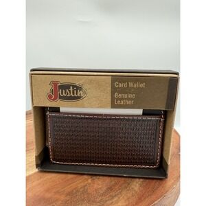 JUSTIN Genuine Leather Card Wallet and Money Clip Western New In Box